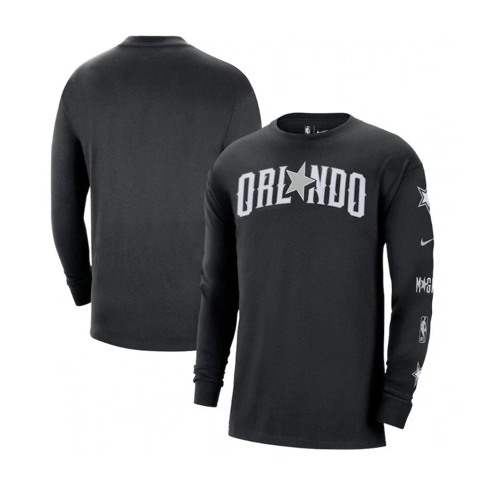 Nike Orlando Magic NBA Long Sleeve Shirt Mens XXL Black Loose Fit Star Graphic